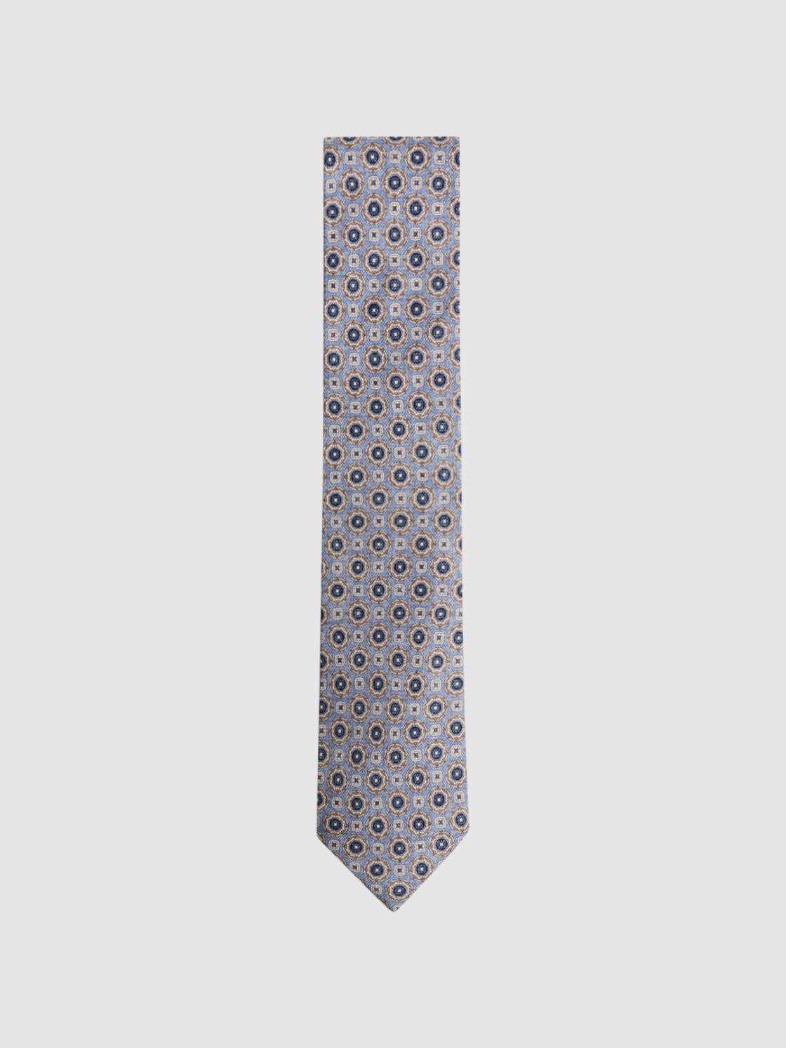 Reiss Ties &amp; Pocket Squares | Asolo Silk Medallion Print Tie Airforce Blue - Men