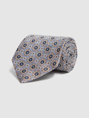 Reiss Ties &amp; Pocket Squares | Asolo Silk Medallion Print Tie Airforce Blue - Men