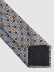 Reiss Ties &amp; Pocket Squares | Asolo Silk Medallion Print Tie Airforce Blue - Men