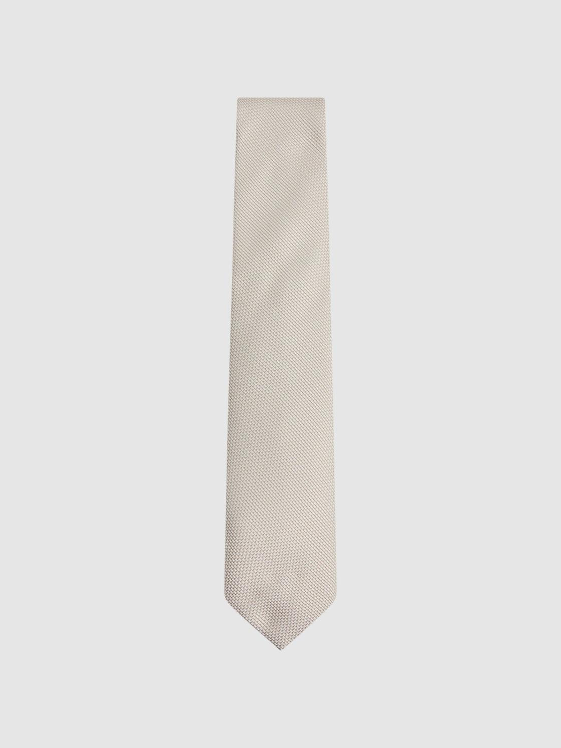 Reiss Ties &amp; Pocket Squares | Ceremony Textured Silk Tie Champagne - Men