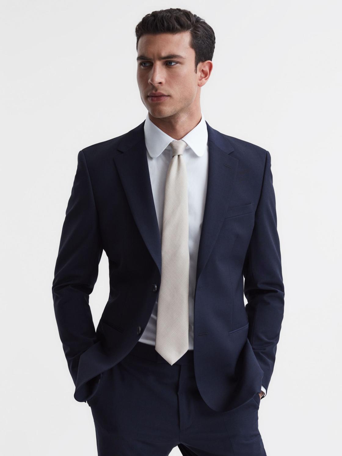 Reiss Ties &amp; Pocket Squares | Ceremony Textured Silk Tie Champagne - Men