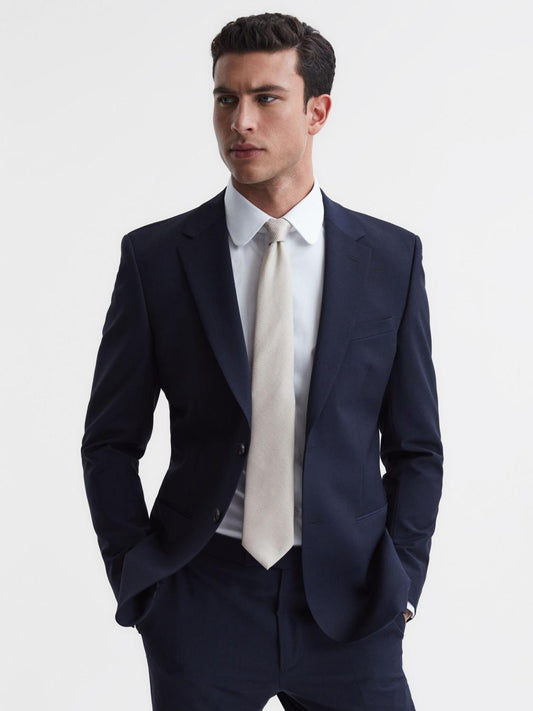 Reiss Ties &amp; Pocket Squares | Ceremony Textured Silk Tie Champagne - Men