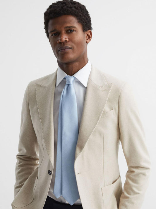 Reiss Ties &amp; Pocket Squares | Ceremony Textured Silk Tie Soft Blue - Men
