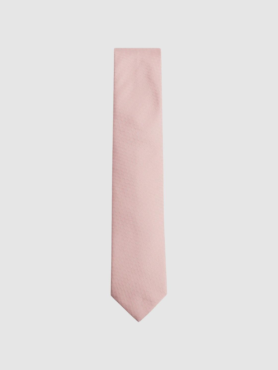 Reiss Ties &amp; Pocket Squares | Ceremony Textured Silk Tie Soft Pink - Men