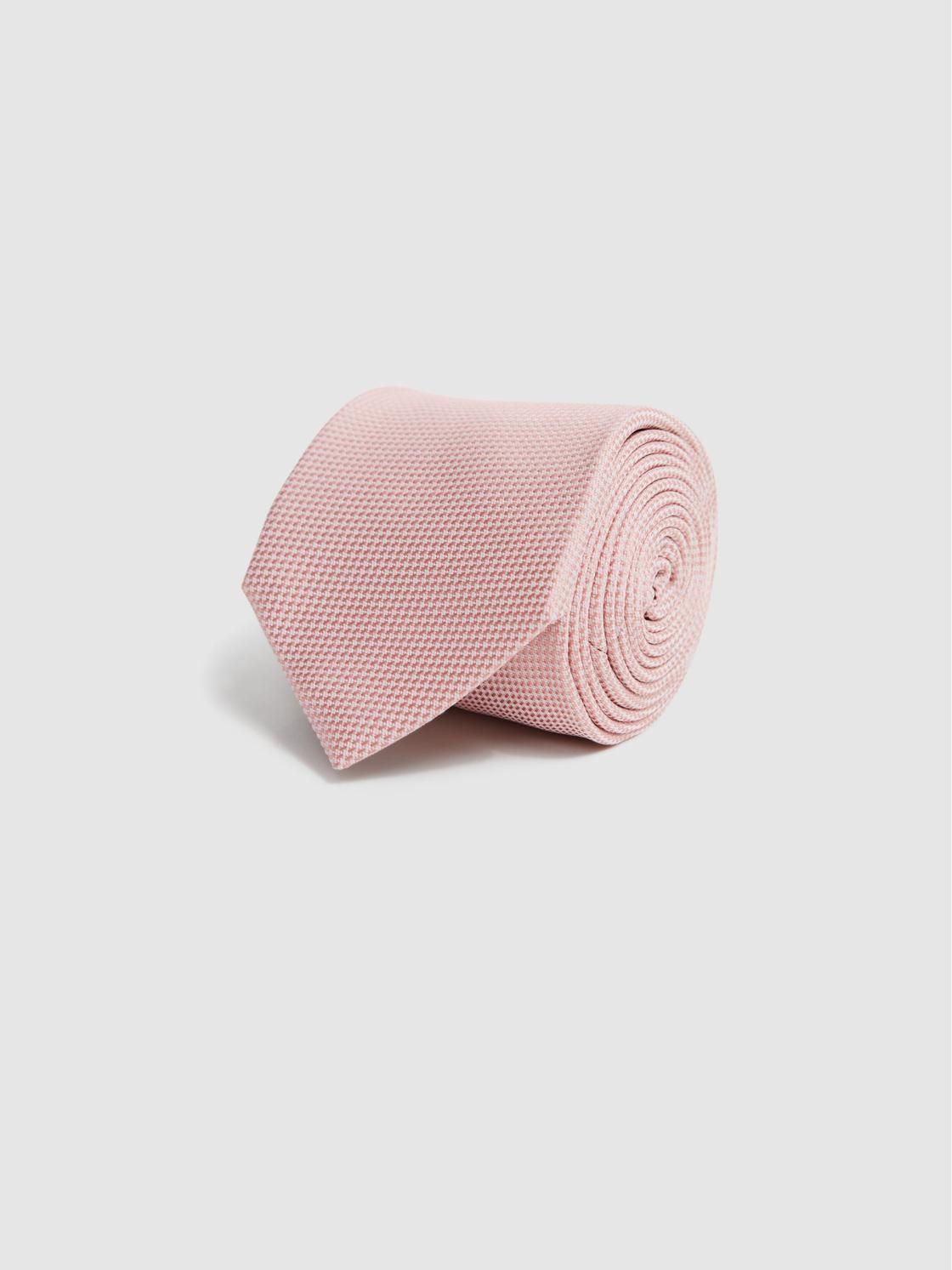 Reiss Ties &amp; Pocket Squares | Ceremony Textured Silk Tie Soft Pink - Men