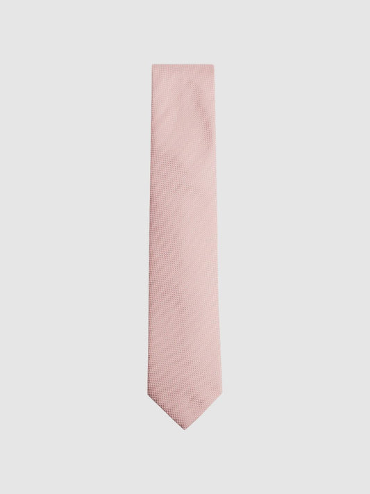 Reiss Ties &amp; Pocket Squares | Ceremony Textured Silk Tie Soft Pink - Men