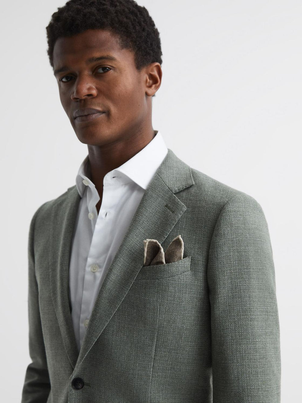 Reiss Ties &amp; Pocket Squares | Halley Wool-Silk Blend Pocket Square Airforce Blue - Men