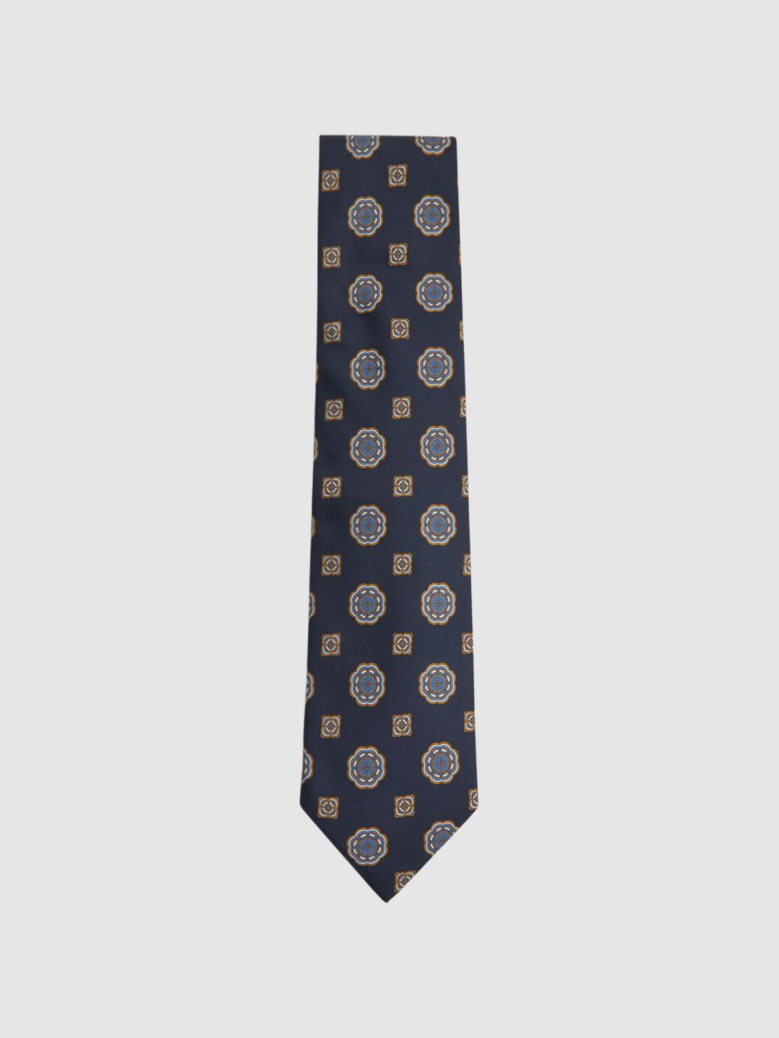 Reiss Ties &amp; Pocket Squares | Imperio Medallion Printed Silk Tie Chocolate - Men