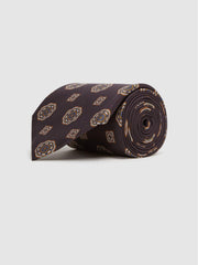 Reiss Ties &amp; Pocket Squares | Imperio Medallion Printed Silk Tie Chocolate - Men