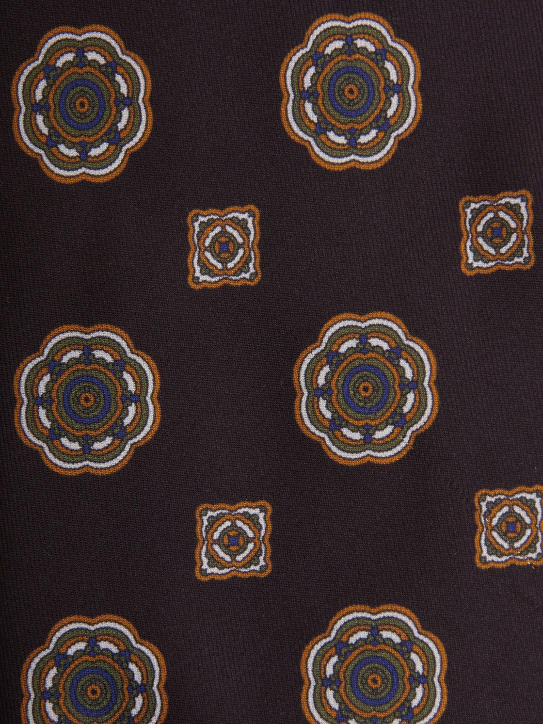 Reiss Ties &amp; Pocket Squares | Imperio Medallion Printed Silk Tie Chocolate - Men