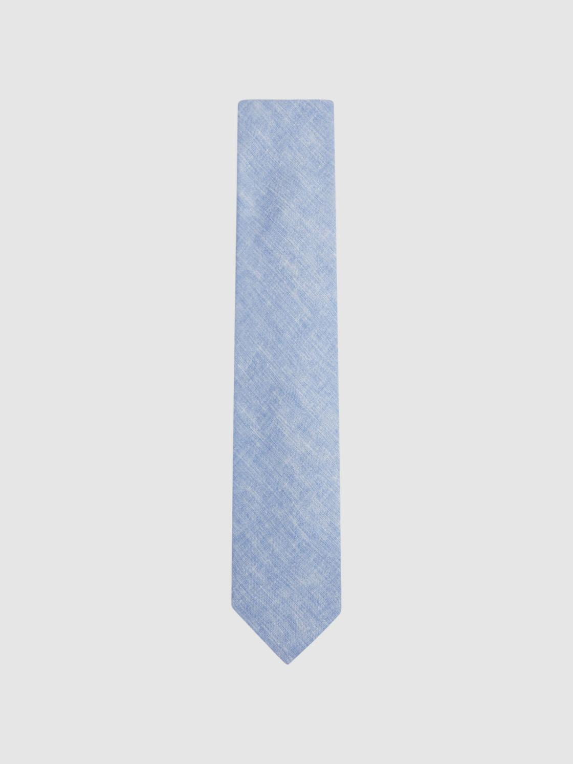 Reiss Ties &amp; Pocket Squares | Lazzaro Linen Tie Soft Blue Melange - Men