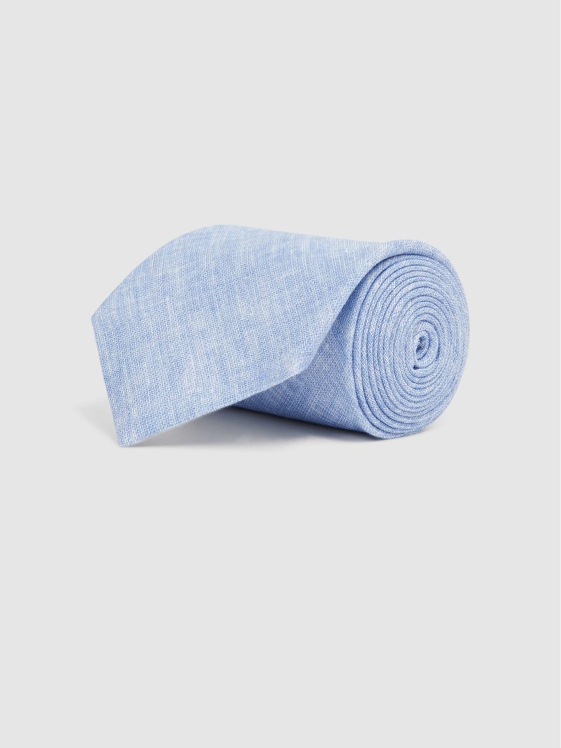 Reiss Ties &amp; Pocket Squares | Lazzaro Linen Tie Soft Blue Melange - Men