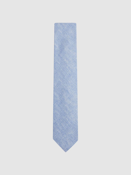 Reiss Ties &amp; Pocket Squares | Lazzaro Linen Tie Soft Blue Melange - Men