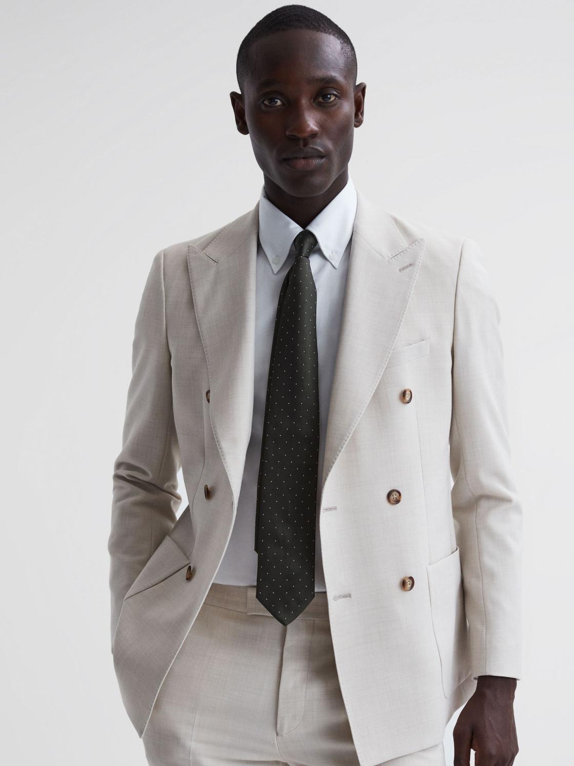 Reiss Ties &amp; Pocket Squares | Liam Silk Polka Dot Tie Dark Green - Men