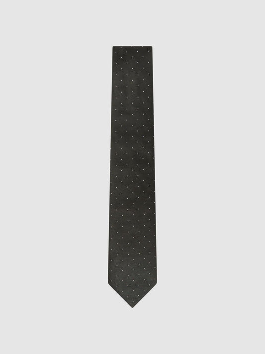 Reiss Ties &amp; Pocket Squares | Liam Silk Polka Dot Tie Dark Green - Men