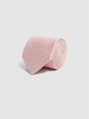 Reiss Ties &amp; Pocket Squares | Liam Silk Polka Dot Tie Soft Pink - Men