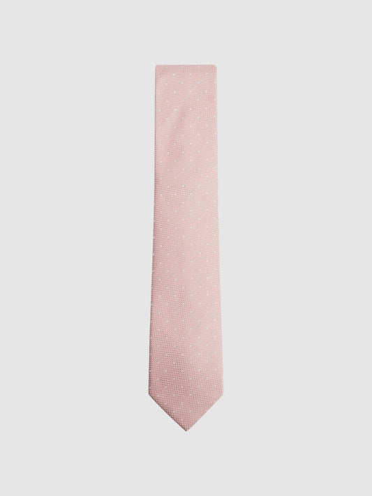 Reiss Ties &amp; Pocket Squares | Liam Silk Polka Dot Tie Soft Pink - Men