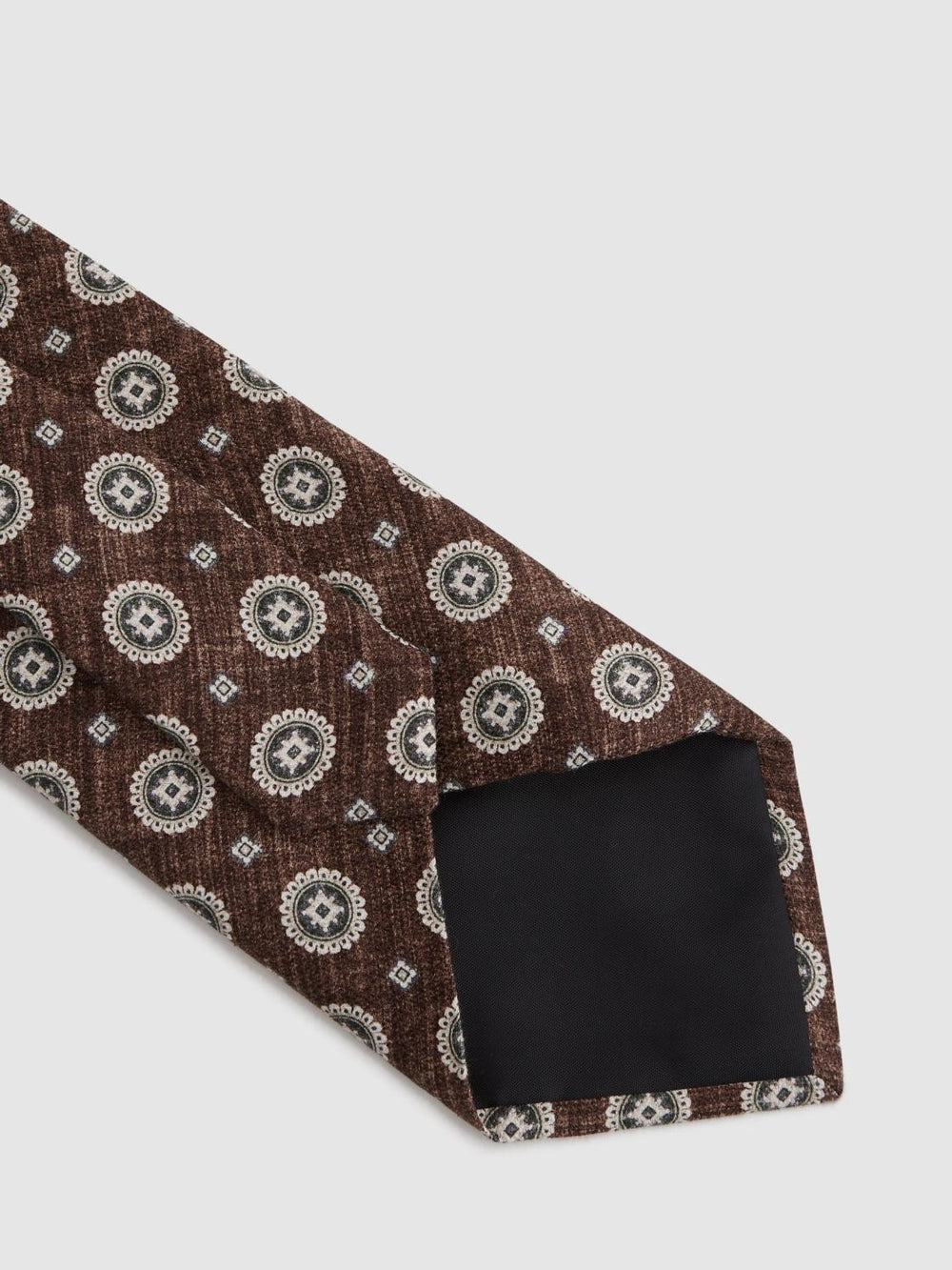 Reiss Ties &amp; Pocket Squares | Lucere Medallion Printed Silk Tie Tobacco Melange - Men