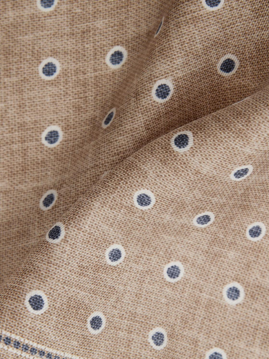 Reiss Ties &amp; Pocket Squares | Marino Silk Polka Dot Print Pocket Square Oatmeal Melange - Men