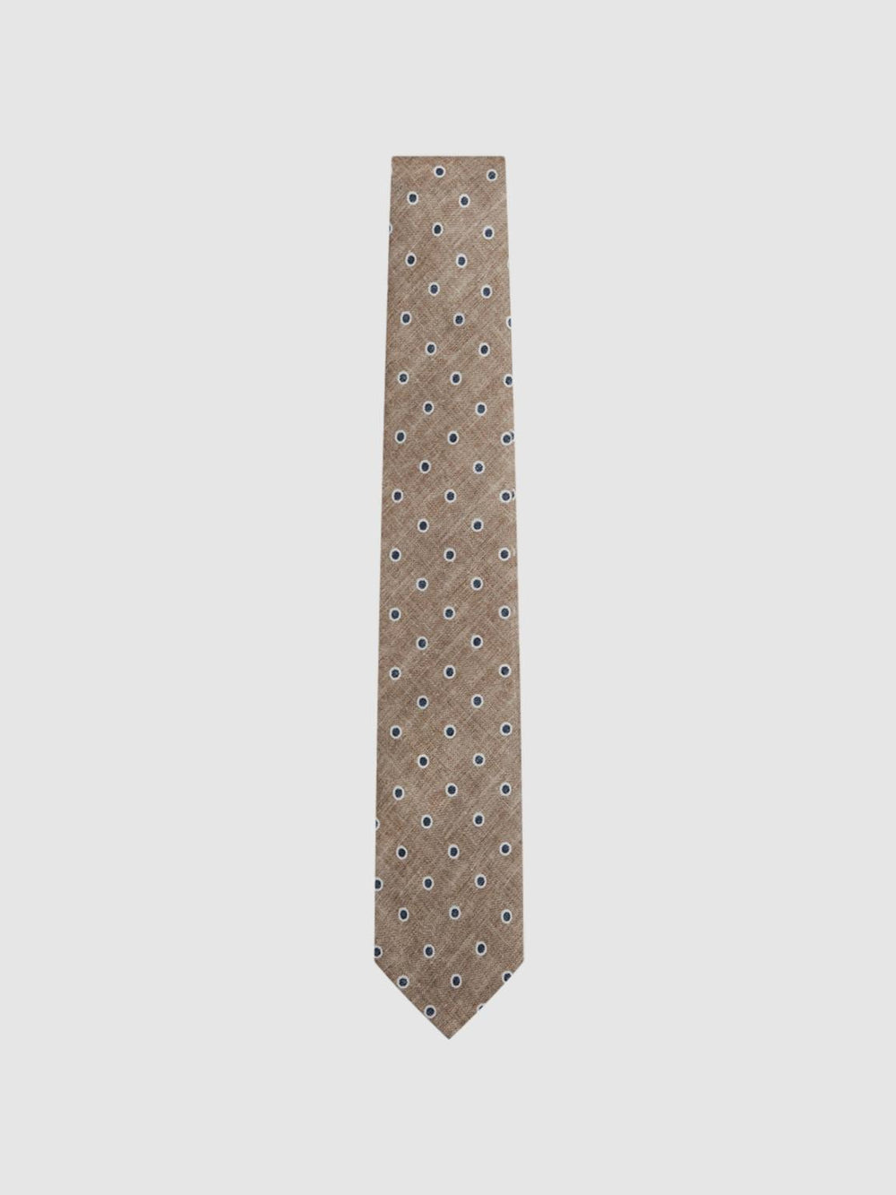 Reiss Ties &amp; Pocket Squares | Porto Silk Polka Dot Print Tie Oatmeal Melange - Men