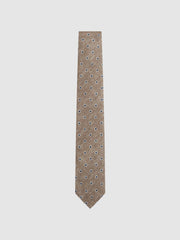 Reiss Ties &amp; Pocket Squares | Porto Silk Polka Dot Print Tie Oatmeal Melange - Men