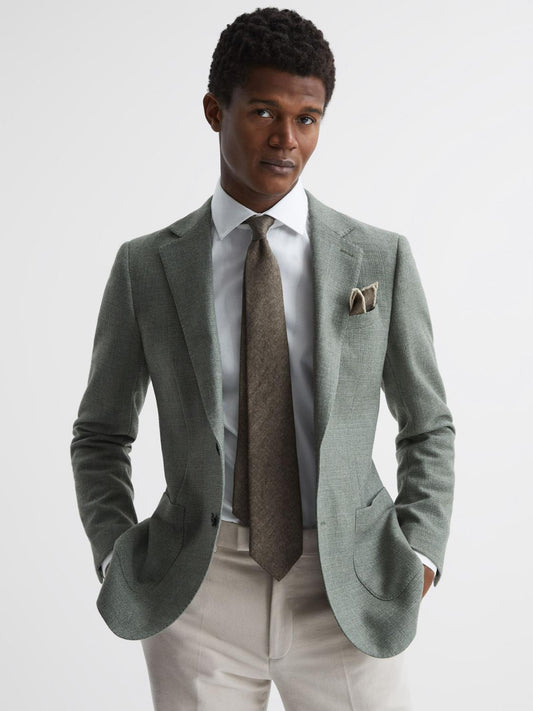 Reiss Ties &amp; Pocket Squares | Saturn Wool-Silk Blend Tie Airforce Blue - Men