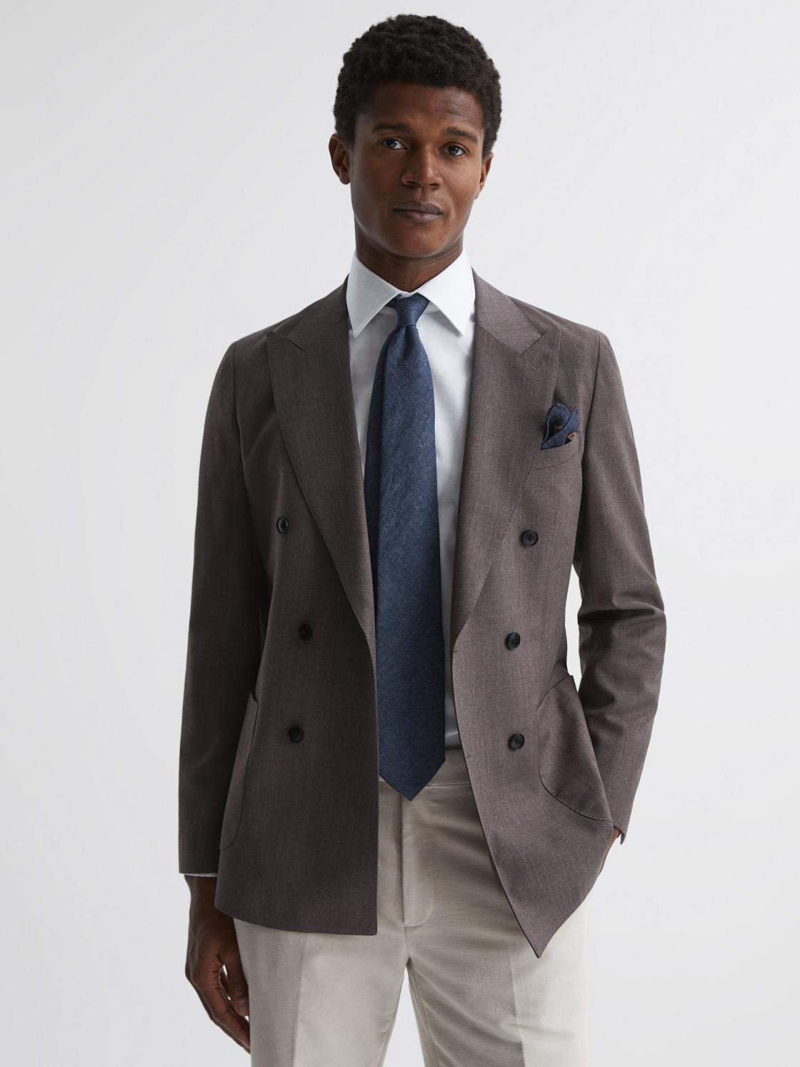 Reiss Ties &amp; Pocket Squares | Saturn Wool-Silk Blend Tie Airforce Blue - Men