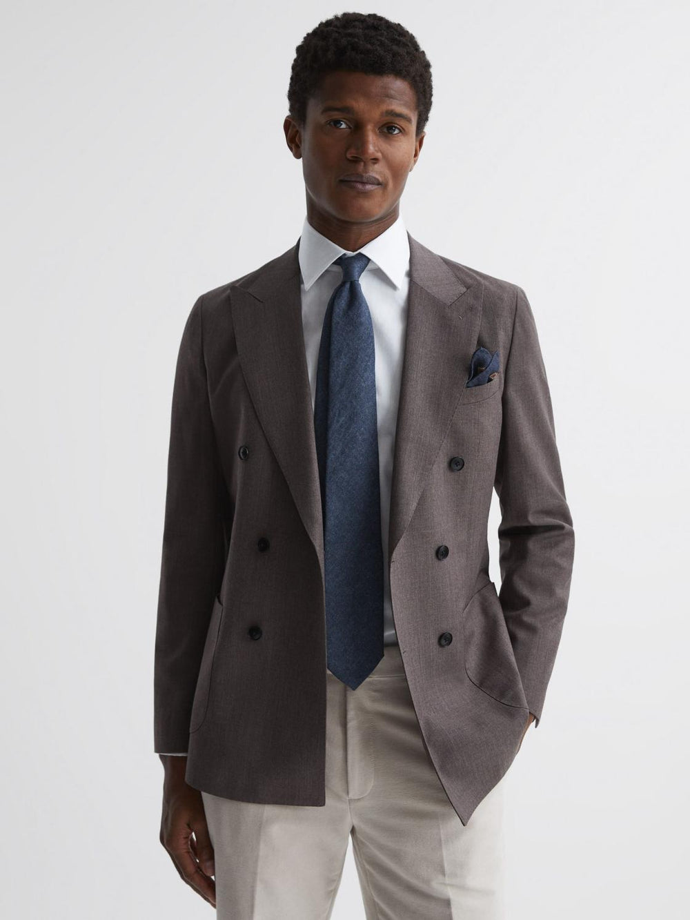 Reiss Ties &amp; Pocket Squares | Saturn Wool-Silk Blend Tie Airforce Blue - Men