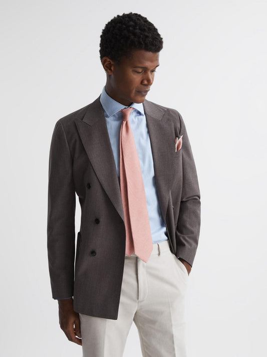 Reiss Ties &amp; Pocket Squares | Saturn Wool-Silk Blend Tie Airforce Blue - Men