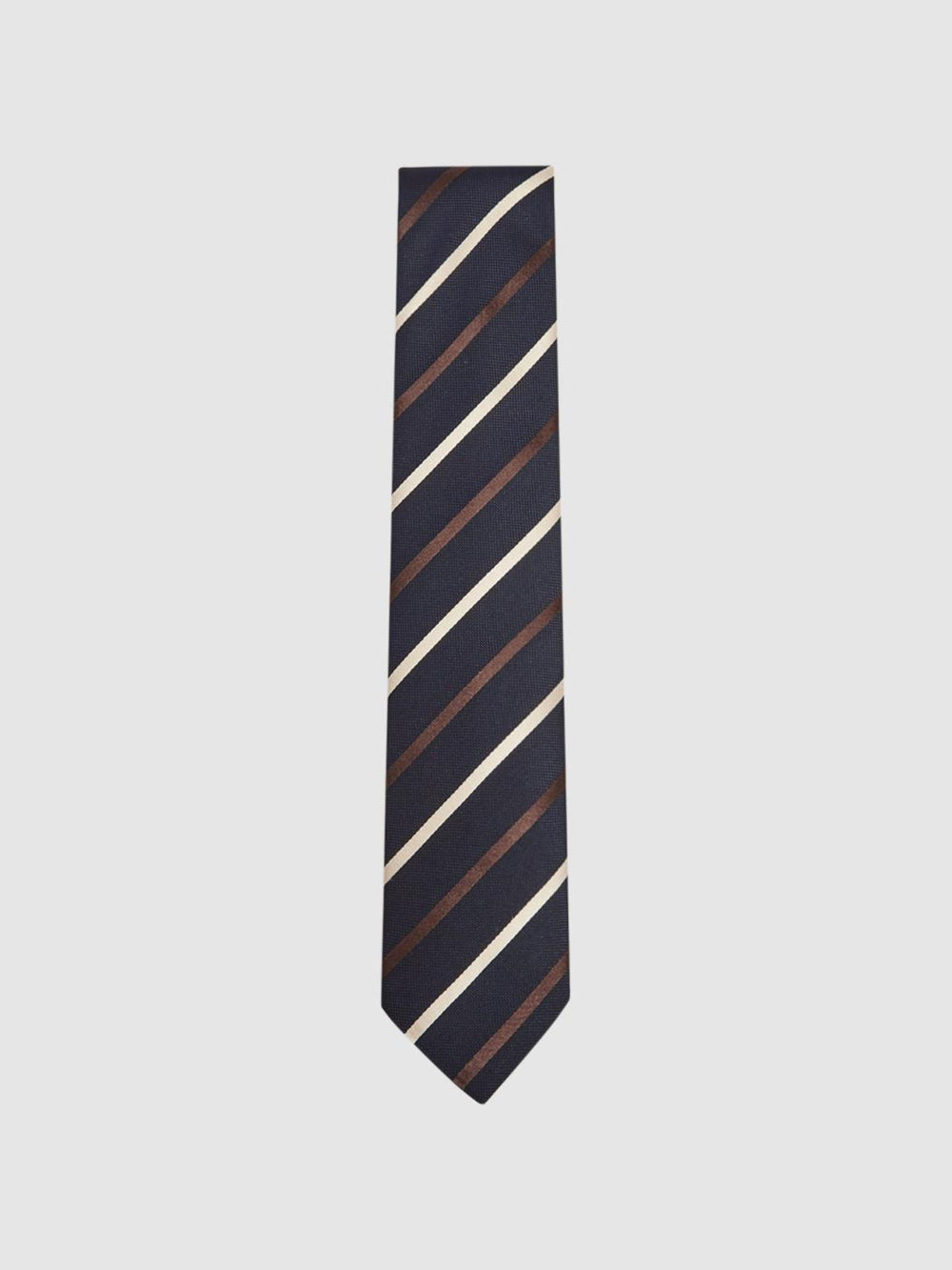 Reiss Ties &amp; Pocket Squares | Seville Silk Blend Striped Tie Navy - Men