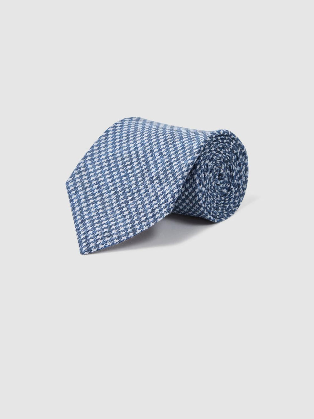 Reiss Ties &amp; Pocket Squares | Vasto Linen Puppytooth Tie Airforce Blue - Men