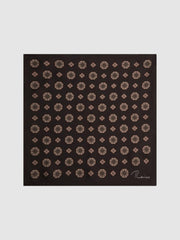 Reiss Ties &amp; Pocket Squares | Villora Silk Medallion Print Pocket Square Chocolate - Men