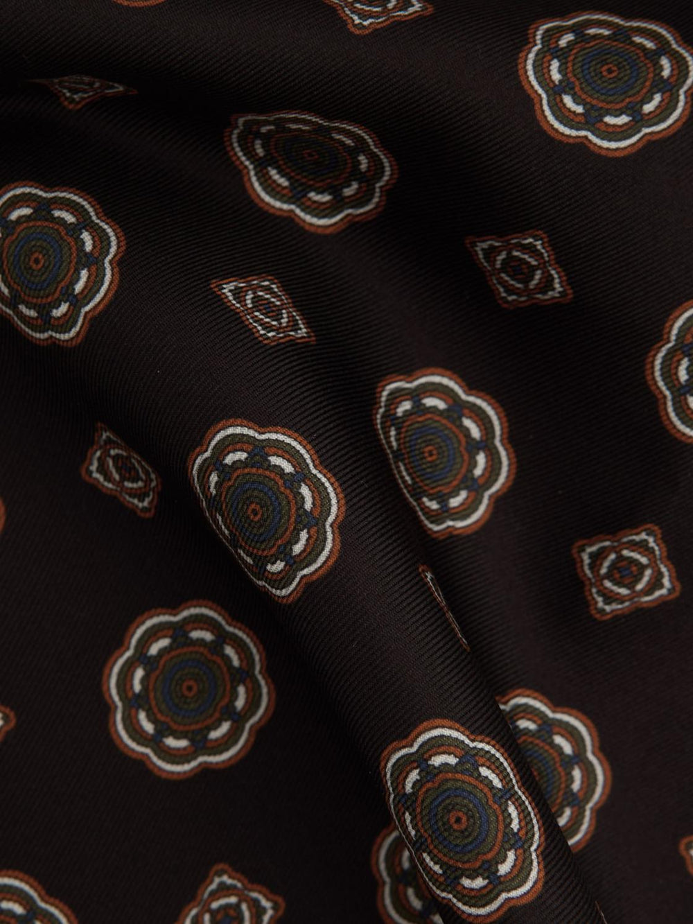 Reiss Ties &amp; Pocket Squares | Villora Silk Medallion Print Pocket Square Chocolate - Men