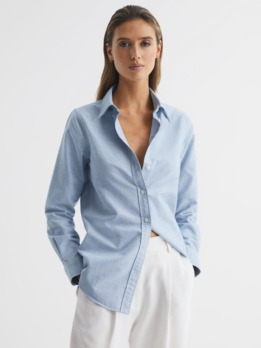 Reiss Tops | Allie Fitted Oxford Shirt Blue - Women