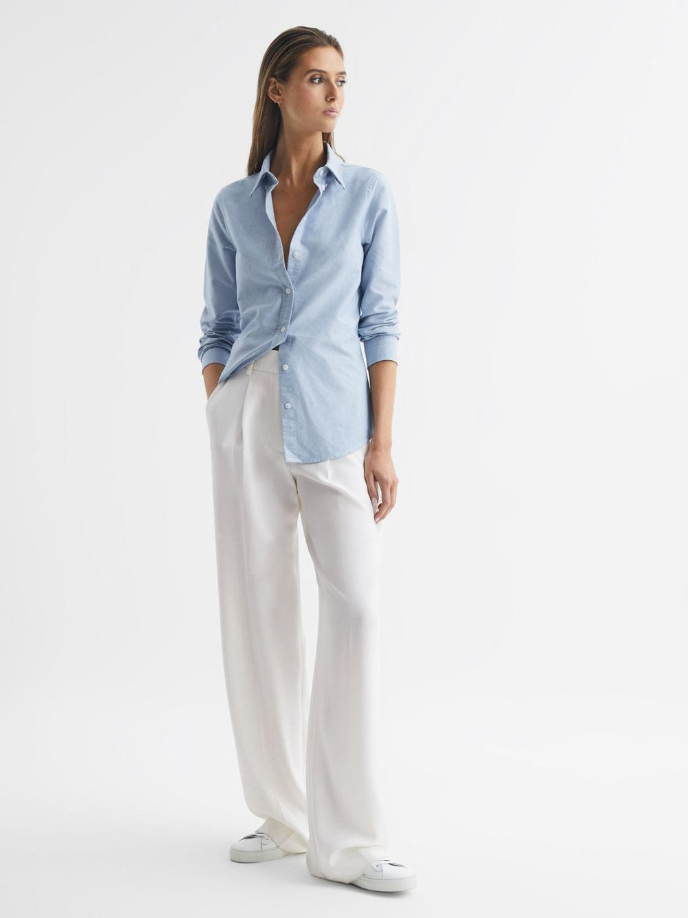 Reiss Tops | Allie Fitted Oxford Shirt Blue - Women