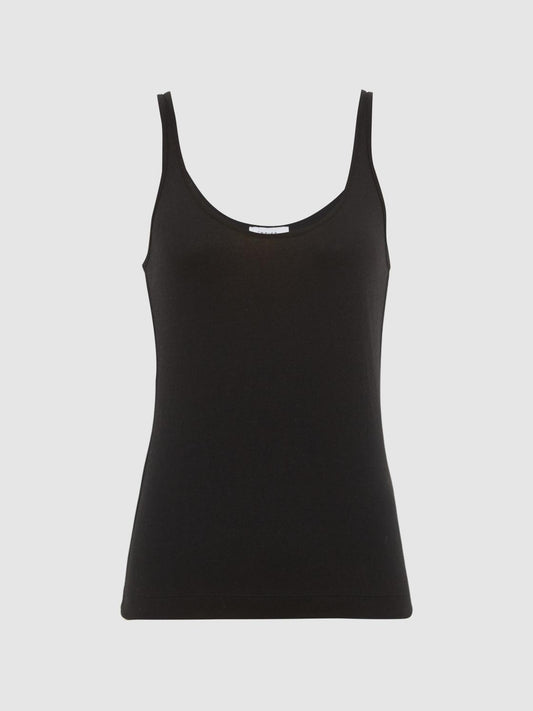 Reiss Tops | Arla Scoop Neck Second Skin Vest Top Black - Women