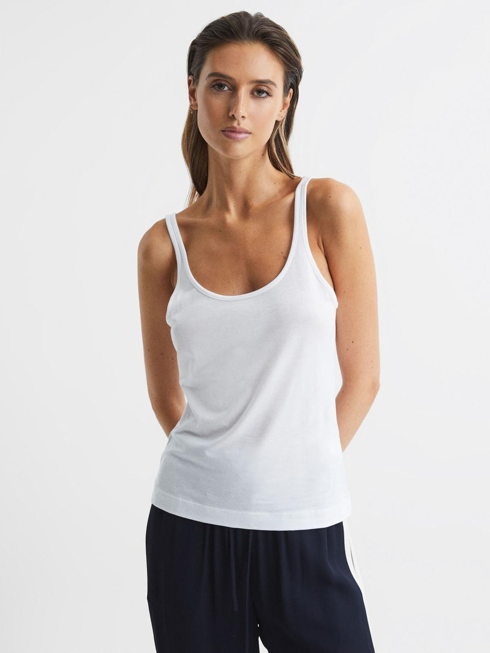 Reiss Tops | Arla Scoop Neck Second Skin Vest Top Black - Women