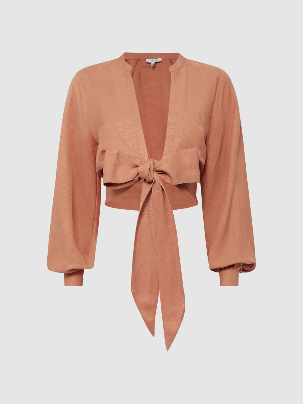 Reiss Tops | Axelle Tie Front Cropped Blouse Rust - Women