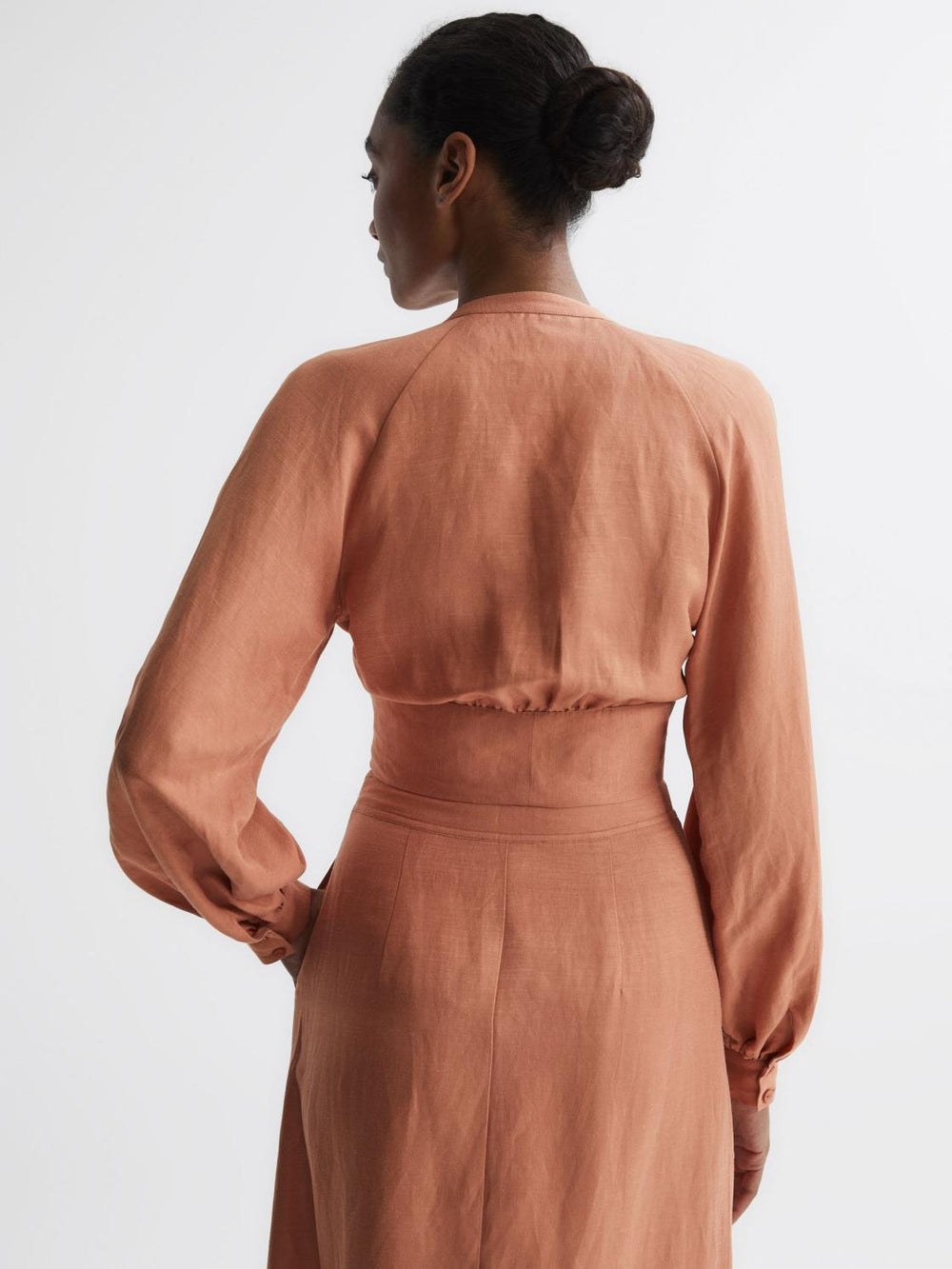 Reiss Tops | Axelle Tie Front Cropped Blouse Rust - Women