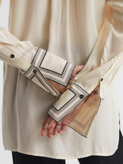 Reiss Tops | Bailey Fitted Side Striped Dip Hem Blouse Ivory - Women