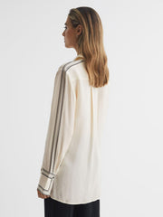 Reiss Tops | Bailey Fitted Side Striped Dip Hem Blouse Ivory - Women