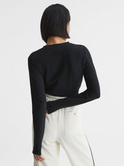 Reiss Tops | Bebe Long Sleeve Crew Neck Top Black - Women