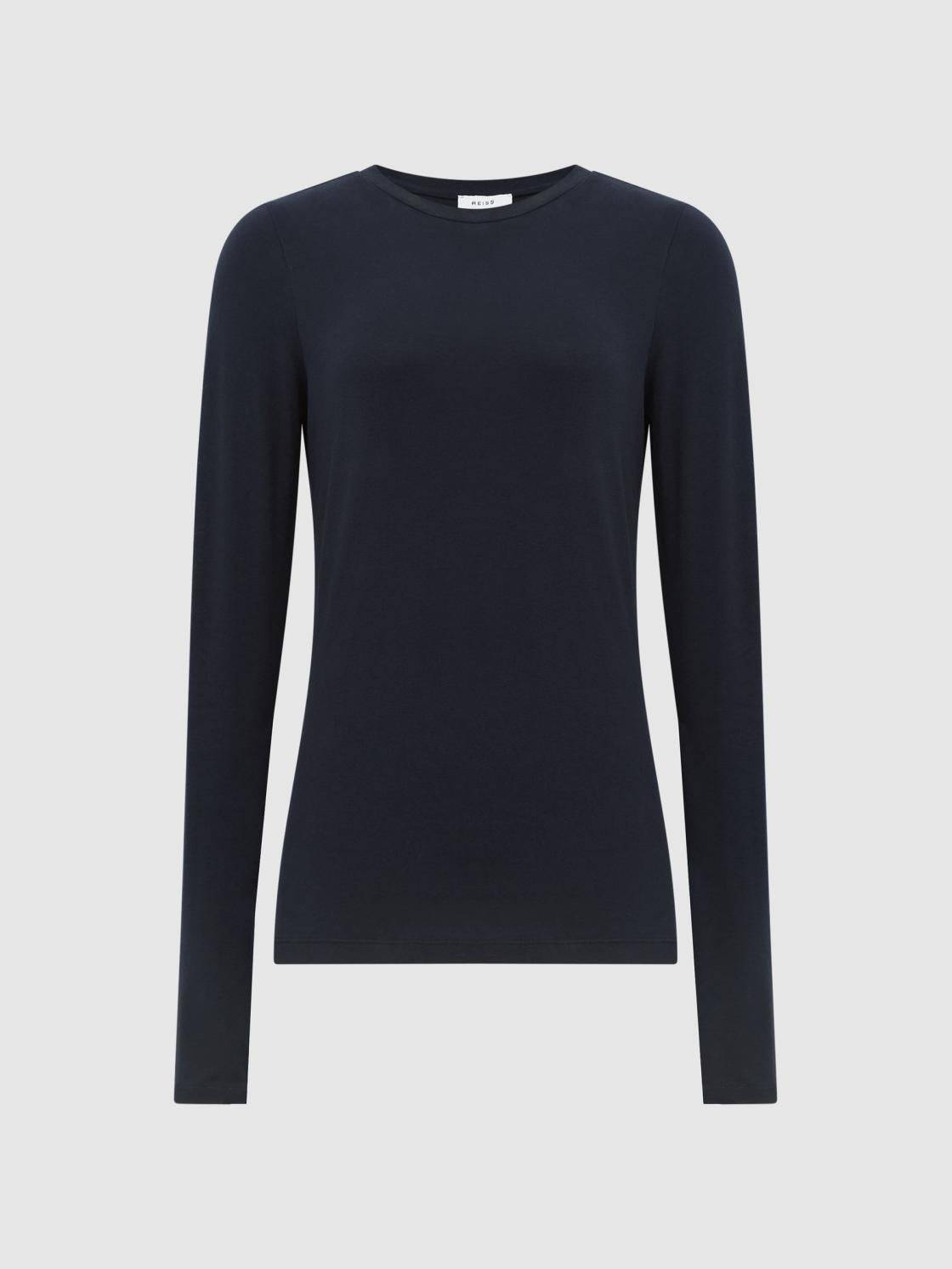 Reiss Tops | Bebe Long Sleeve Crew Neck Top Navy - Women