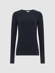 Reiss Tops | Bebe Long Sleeve Crew Neck Top Navy - Women