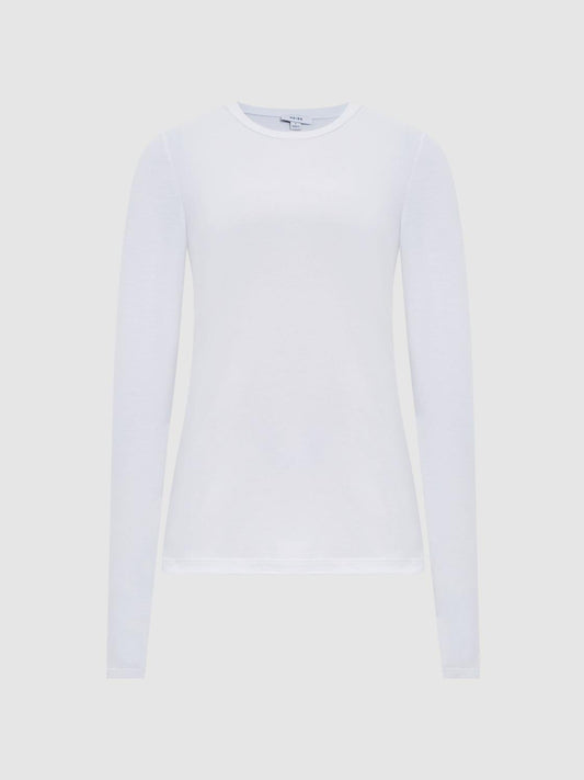 Reiss Tops | Bebe Long Sleeve Crew Neck Top White - Women