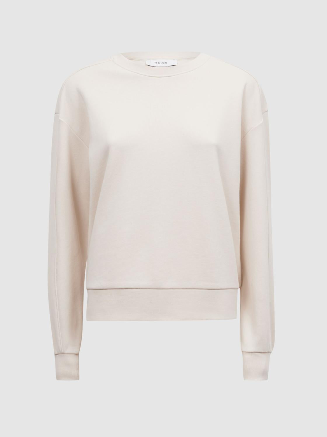 Reiss Tops | Brandy Cotton Blend Sweatshirt Ivory - Women