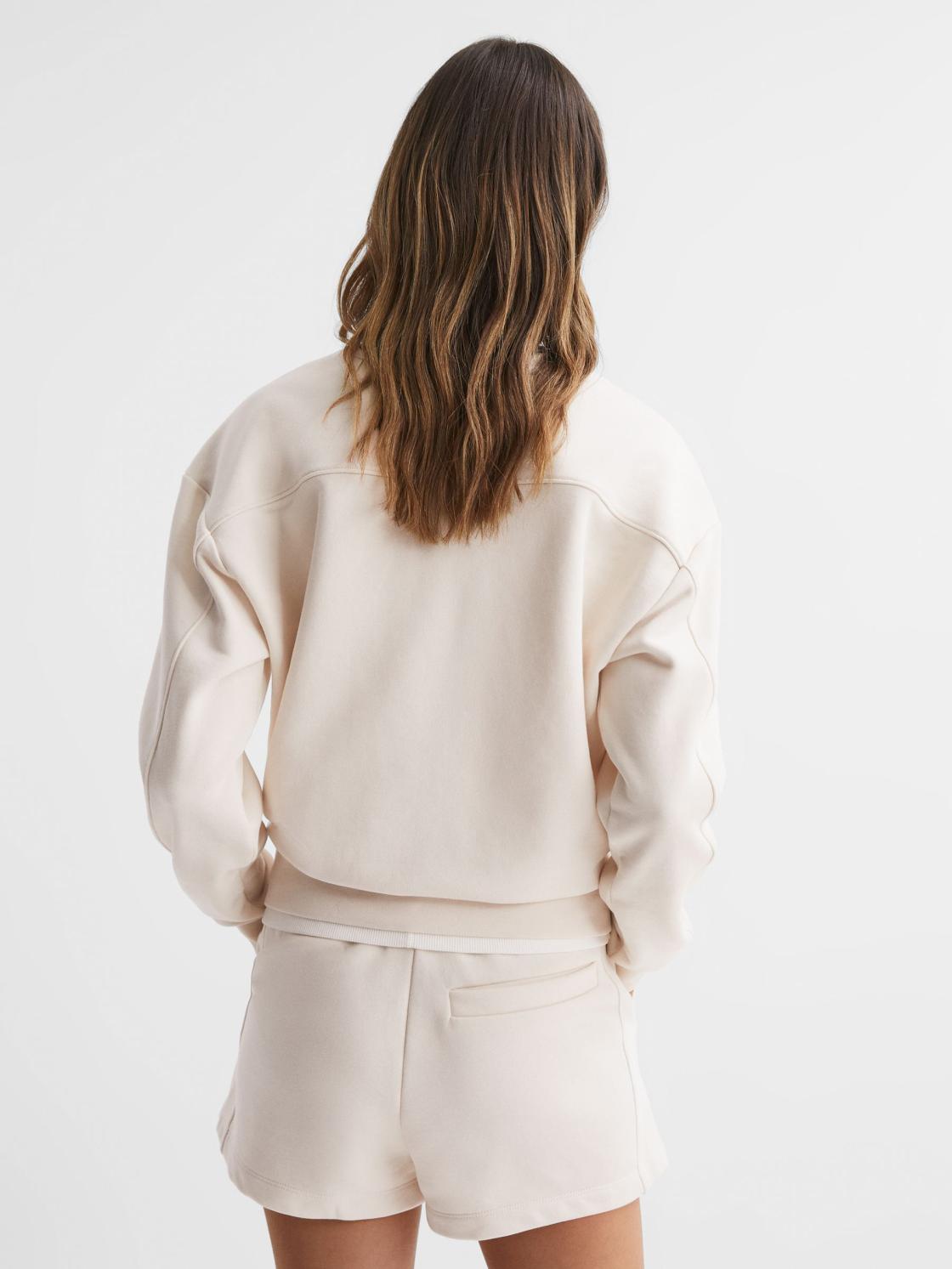Reiss Tops | Brandy Cotton Blend Sweatshirt Ivory - Women