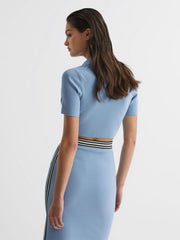 Reiss Tops | Brooke Cropped Polo Shirt Co-Ord Blue - Women