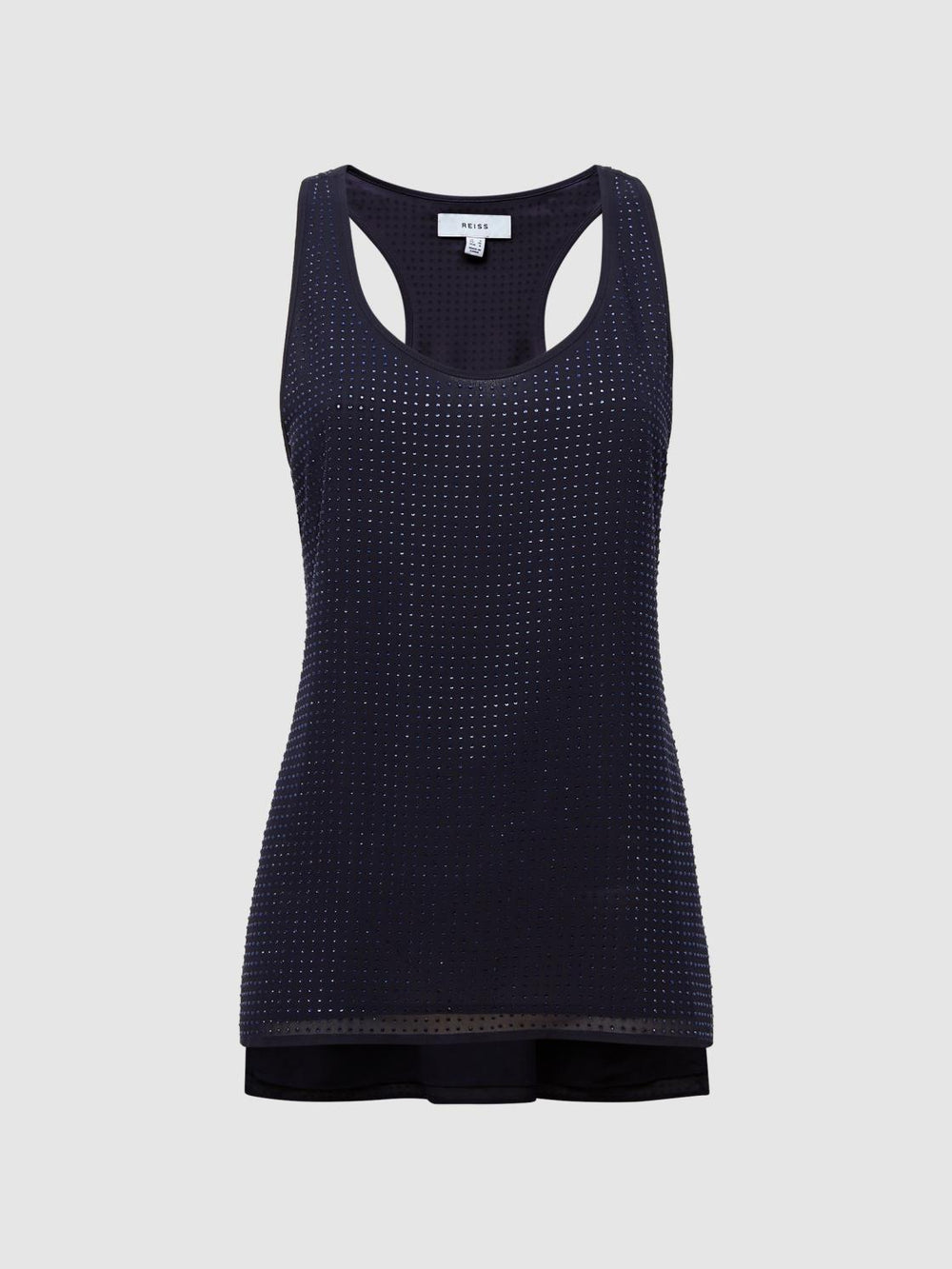 Reiss Tops | Brooklyn Embellished Scoop Neck Vest Navy - Women