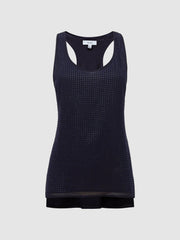Reiss Tops | Brooklyn Embellished Scoop Neck Vest Navy - Women